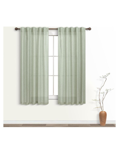 Cortinas Sheer KOUFALL Verde Salvia 97x114 cm Pack 2