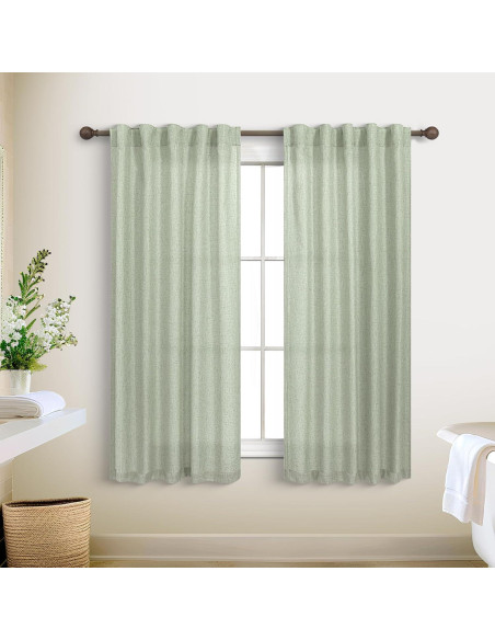 Cortinas Sheer KOUFALL Verde Salvia 97x114 cm Pack 2