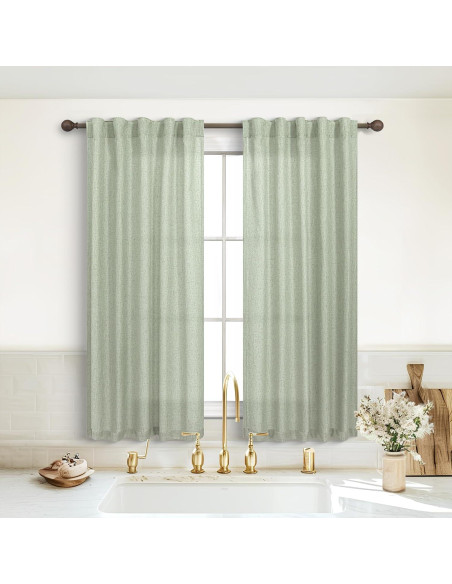 Cortinas Sheer KOUFALL Verde Salvia 97x114 cm Pack 2