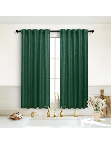 Cortinas Sheer KOUFALL Verde Oscuro 90x115 cm con Tablero