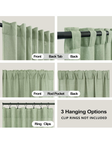 Cortinas Sheer KOUFALL Verde Salvia 97x114 cm Pack 2