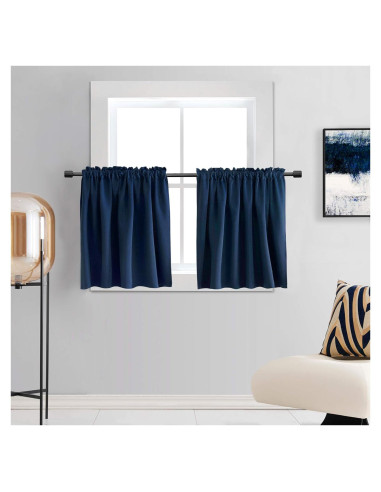 Cortinas Opacas DONREN Azul Marino 2 Paneles 75x75 cm