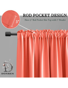 Cortinas Opacas DONREN Coral 30x60 cm 2 Paneles para Cocina 2