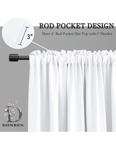 Cortinas Opacas DONREN 2 Paneles 52x36 cm Blanco Puro 2