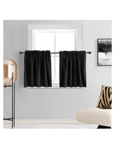 Cortinas DONREN 2 Paneles 42x60 cm Opacas para Baño Negro