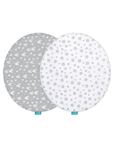 Sábanas para Cuna Biloban 2 Piezas Algodón Ajustadas Gris