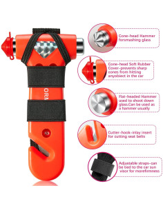 Martillo de Seguridad YORMTOIR para Automóvil - Cortador de Cinturón y Rompedor de Cristales 2