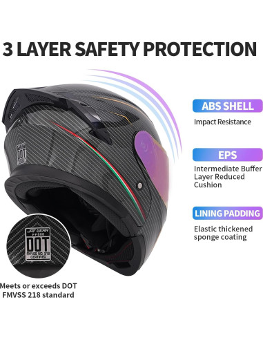 Casco Modular JQF Gear FF808 Doble Visor XL Fibra Carbono