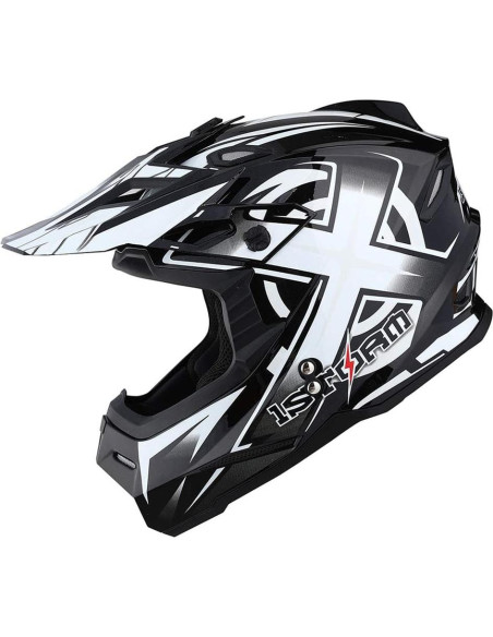 Casco de Motocross 1Storm HF801 Blanco XXL Aerodinámico