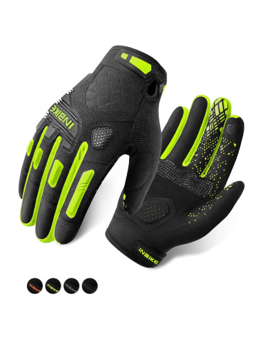 Guantes de Montaña INBIKE Táctiles con Almohadilla EVA Verde