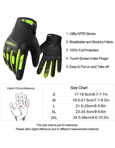 Guantes de Montaña INBIKE Táctiles con Almohadilla EVA Verde