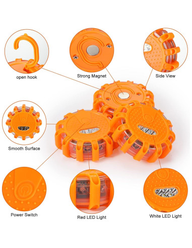 Kit de Luces LED de Emergencia Tallew - 12 Piezas, 9 Modos