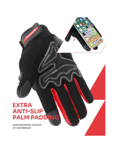 Guantes de Motocicleta KEMIMOTO M Rojo Transpirables