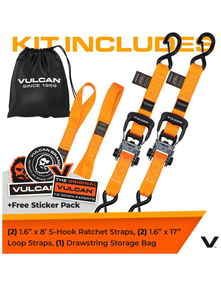 Correas de Amarre VULCAN 1.6" x 2-Pack 726kg Naranja