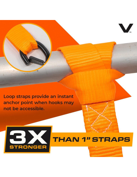 Correas de Amarre VULCAN 1.6" x 2-Pack 726kg Naranja