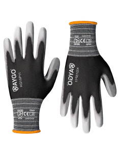 Guantes de Trabajo KAYGO 12 Pares PU 2X-Large Gris