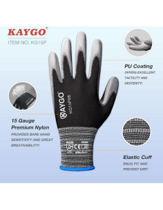 Guantes de Trabajo KAYGO KG15P 12 Pares Transpirables Rojo 2
