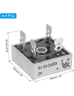 Diodo Rectificador PATIKIL KBPC10-10 10A 1000V 6 Pcs 2