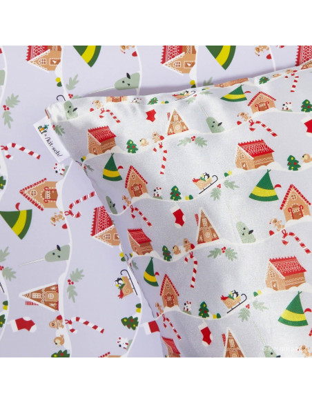 Funda de Almohada Kitsch King Satén Refrigerante Navidad