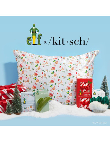 Funda de Almohada Kitsch King Satén Refrigerante Navidad