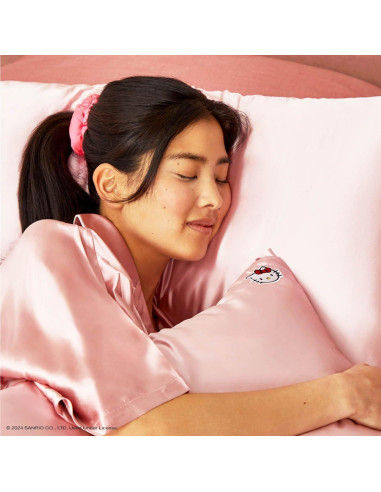 Funda de Almohada Kitsch Hello Kitty Satén Estándar Rosa