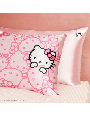 Funda de Almohada Kitsch Hello Kitty Satén Estándar Rosa