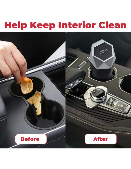 Basurero de coche BFXM con tapa, 600ml, compacto y duradero