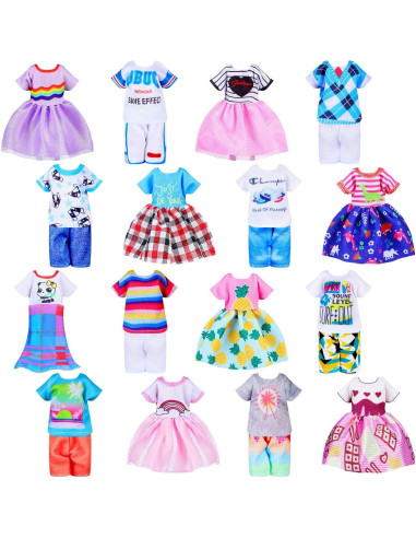 16 Piezas Ropa de Muñeca Hungdao 15 cm Accesorios Coloridos