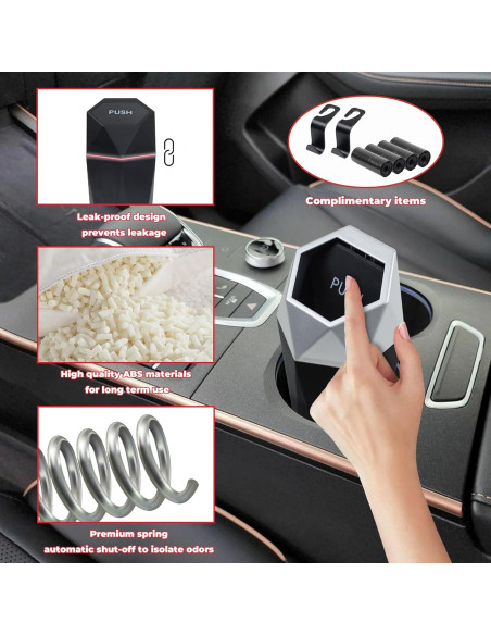 Basurero de coche BFXM con tapa, 600ml, compacto y duradero