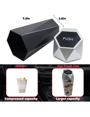 Basurero de coche BFXM con tapa, 600ml, compacto y duradero