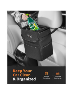 Basurero de Coche HOTOR 8.3L Impermeable Ajustable Negro 2