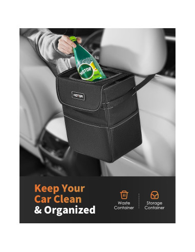 Basurero de Coche HOTOR 8.3L Impermeable Ajustable Negro