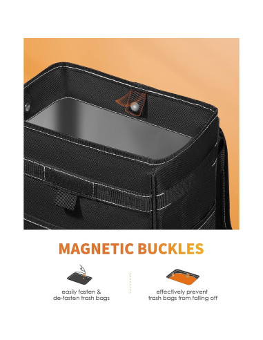 Basurero de Coche HOTOR 8.3L Impermeable Ajustable Negro