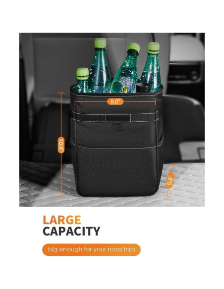 Basurero de Coche HOTOR 8.3L Impermeable Ajustable Negro