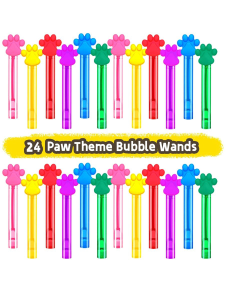 24 Varitas de Burbujas ONBKYGF con Huellas de Patas
