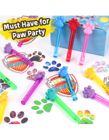 24 Varitas de Burbujas ONBKYGF con Huellas de Patas