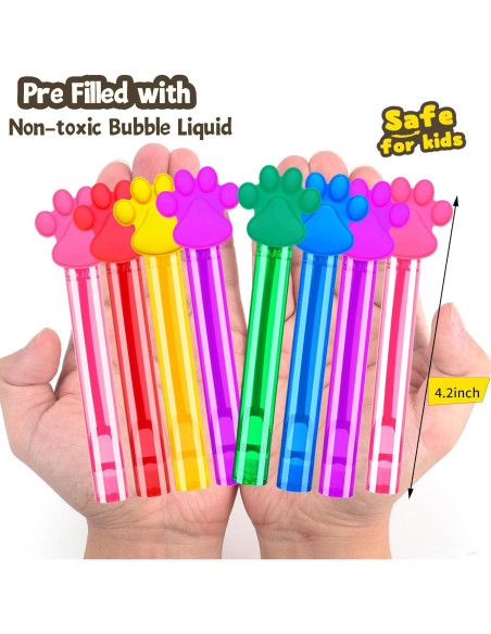 24 Varitas de Burbujas ONBKYGF con Huellas de Patas