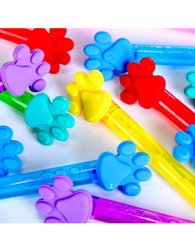 24 Varitas de Burbujas ONBKYGF con Huellas de Patas