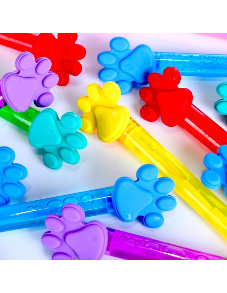 24 Varitas de Burbujas ONBKYGF con Huellas de Patas