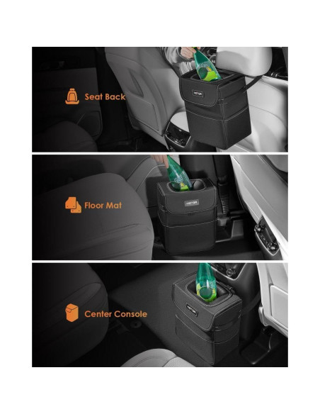 Basurero de Coche HOTOR 8.3L Impermeable Ajustable Negro