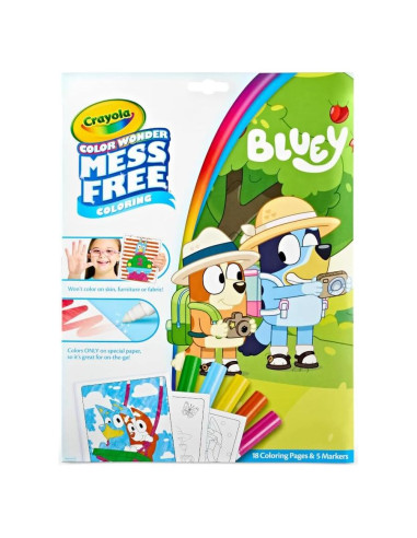 Conjunto Color Wonder Crayola Bluey 18 Páginas y 5 Marcadores