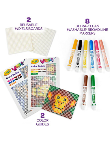 Kit de Actividades Crayola Wixels Animales, 2 Paneles y 8 Marcadores