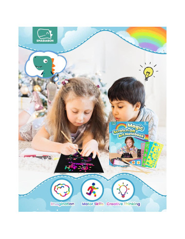 Kit de Arte Rascable Smasiagon para Niños 2 Libros DIY