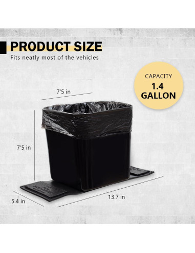 Basurero para Auto Haussimple Grande Negro 2L Antideslizante