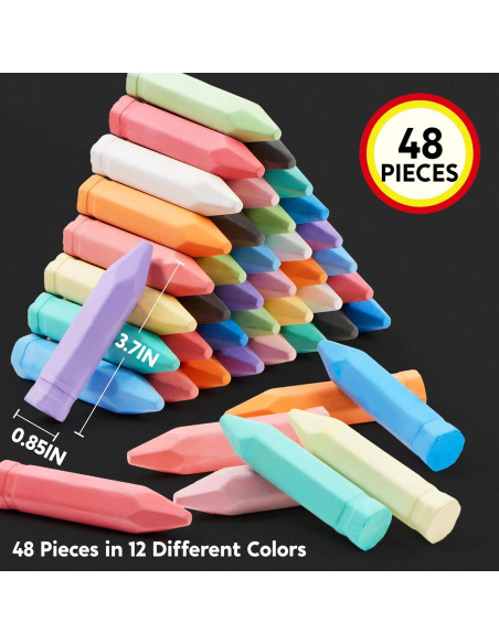 Conjunto de Tizas Jumbo JOYIN 48 Piezas Lavables 12 Colores