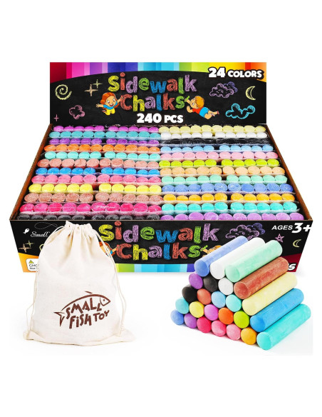 240 Tizas de Acera Jumbo PEQUEÑO PEZ Multicolor Lavables