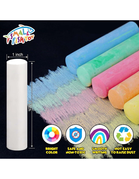 240 Tizas de Acera Jumbo PEQUEÑO PEZ Multicolor Lavables