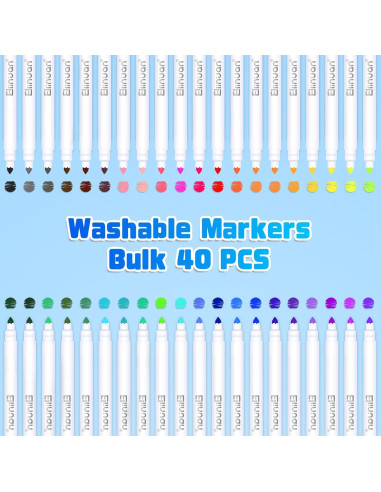 Set de 40 Marcadores Lavables Ellinjan para Niños