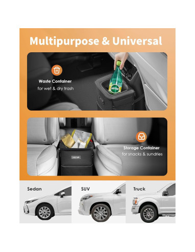 Basurero de Coche HOTOR 2 Galones Impermeable Negro