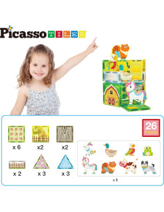 PicassoTiles Bloques Magnéticos Granja Otoño 18 Piezas 2